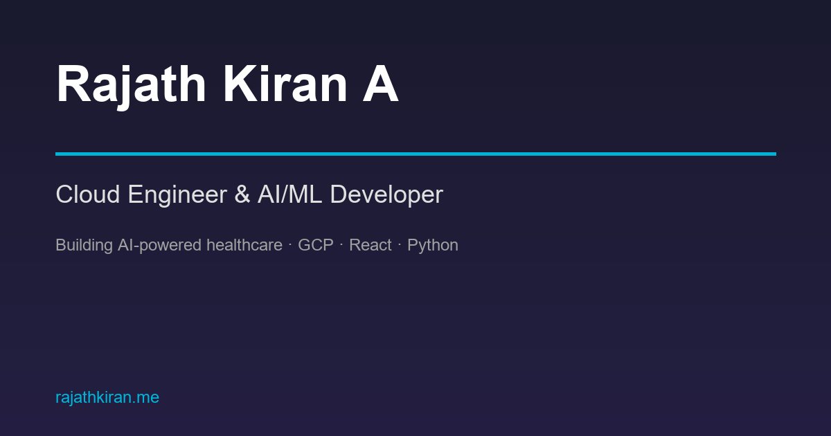 Rajath Kiran A — Cloud Engineer & AI/ML Developer | CS @ VCET